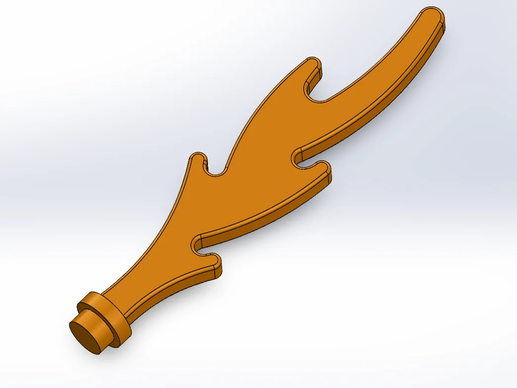 SolidWorks render of the orange flame part