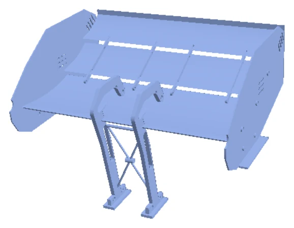 Rear wing CAD with three elements, slotted endplates, and two pylons, shown in STAR-CCM+