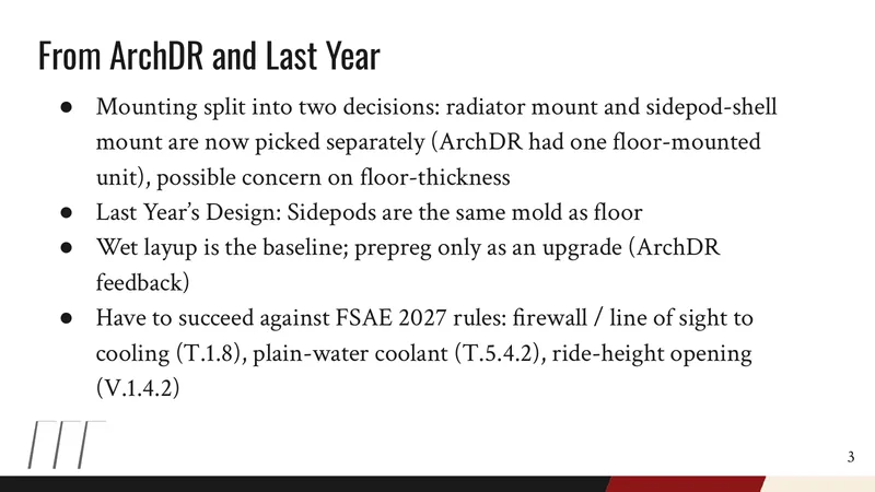 CoDR slide on changes since the ArchDR and last year's design